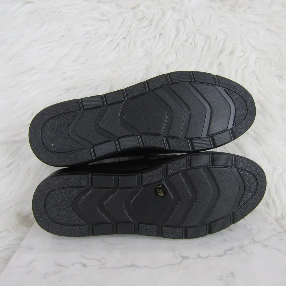 Easy Spirit Tahlia Slip On Wedge Loafers Black w/ Patent Leather Strap Size 7.5M